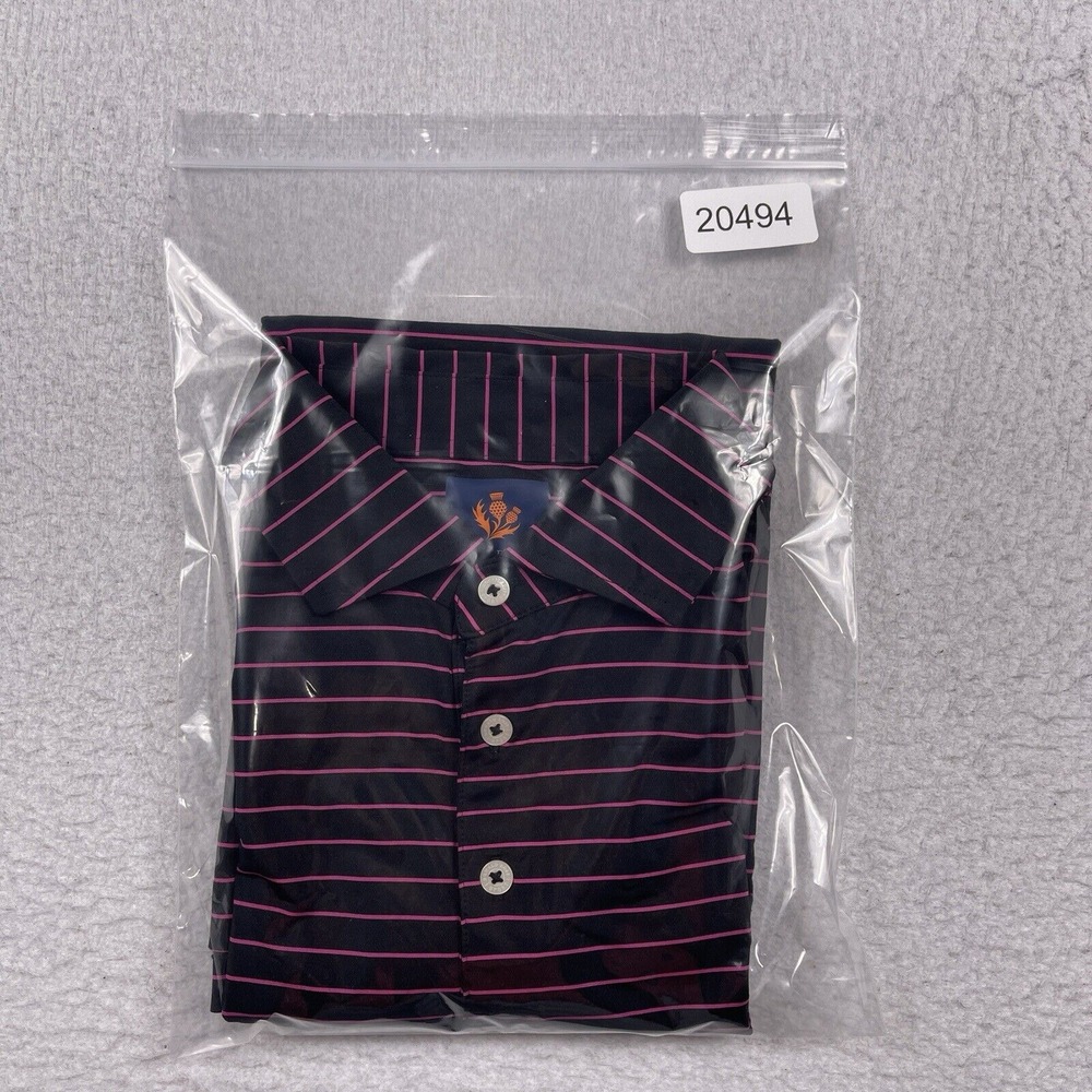 Donald Ross Polo Shirt Mens‎ Medium Black Pink Indian Valley Country Club Golfer - Picture 12 of 12
